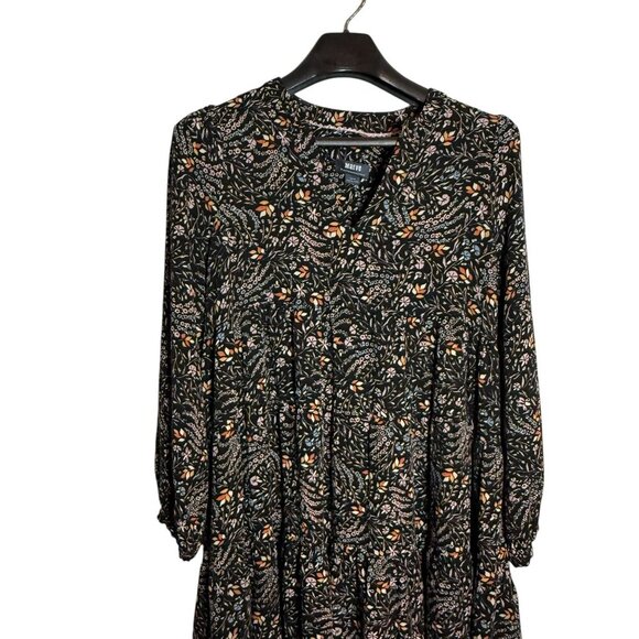 Maeve by anthropogie Floral Tunic Dress Womens Size Medium Lightweight V-Neck 3/ - Picture 8 of 10